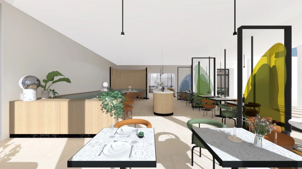 Vue 3D du plan du restaurant