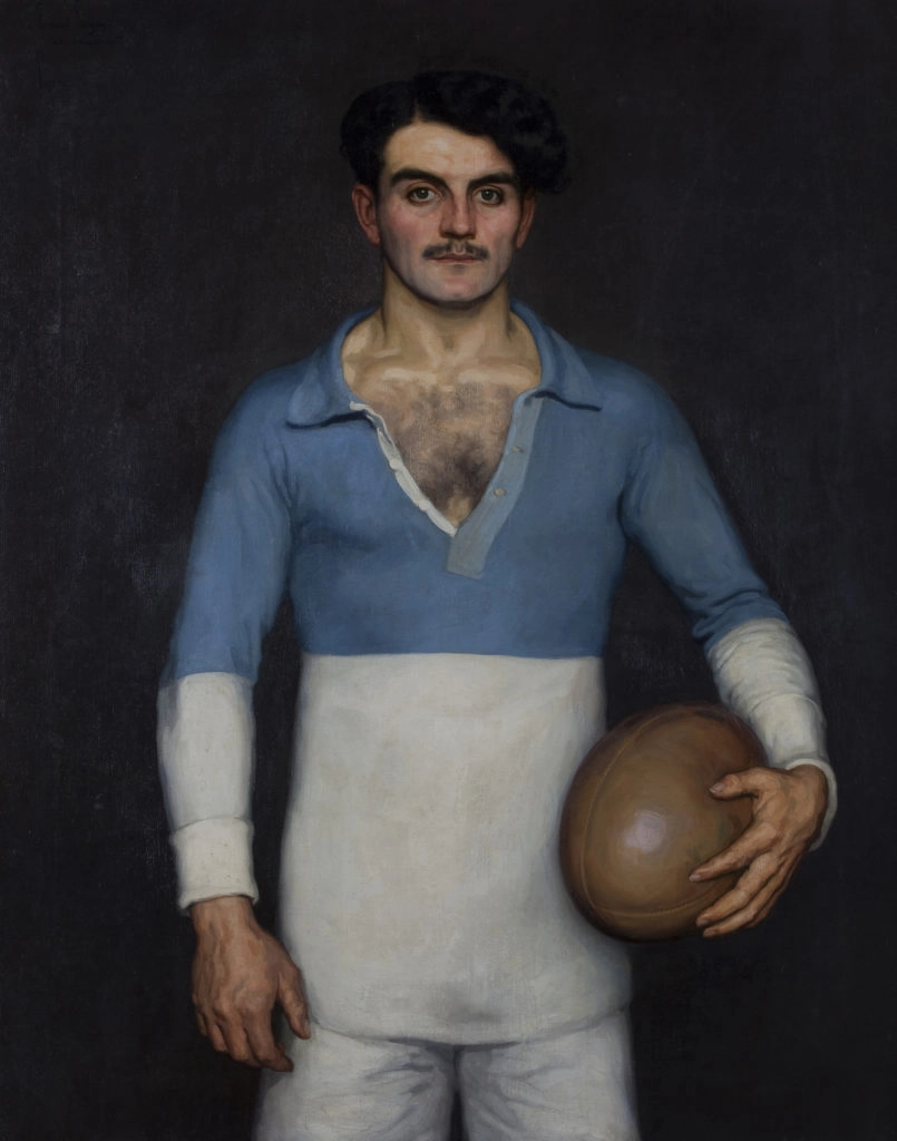 Eugène Pascau – Fernand Forgues, capitaine de l’Aviron bayonnais, 1912. Huile sur toile. Bayonne, musée Basque et de l’Histoire de Bayonne © A.Arnold/Musée Basque et de l’Histoire de Bayonne.