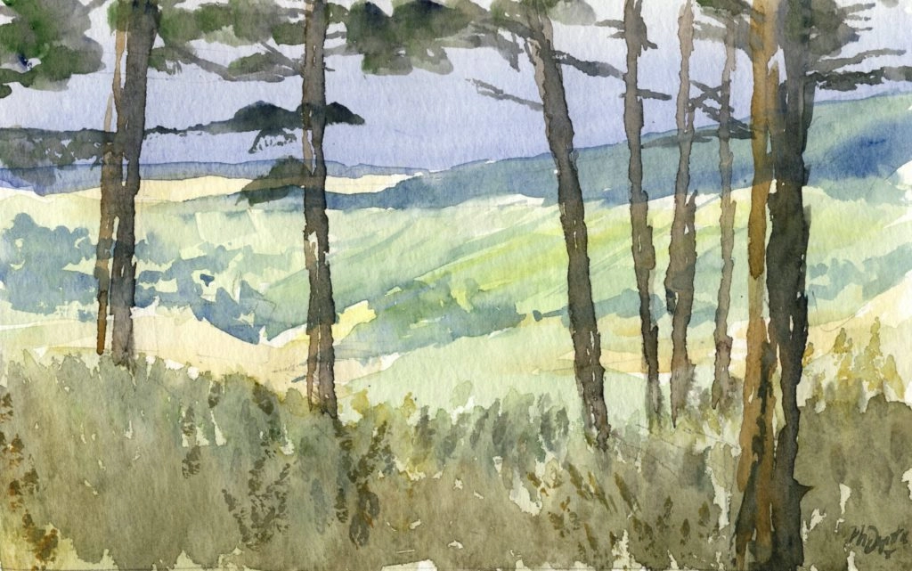Peinture d'une forêt regardant les vignes