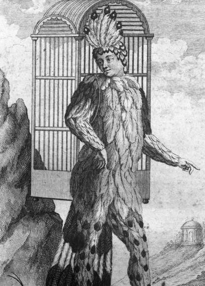 Représentation du personnage Papageno dans la page de couverture de l’édition originale du livret.