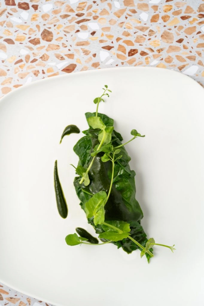 Lieu jaune, cresson & shiso vert